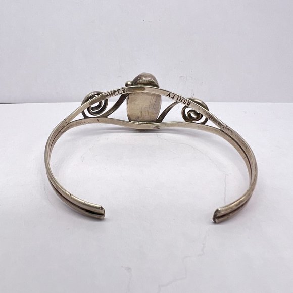 Vintage Navajo Cuff Bracelet by Monroe Ashley Sterling Silver Turquoise Signed - Picture 6 of 13